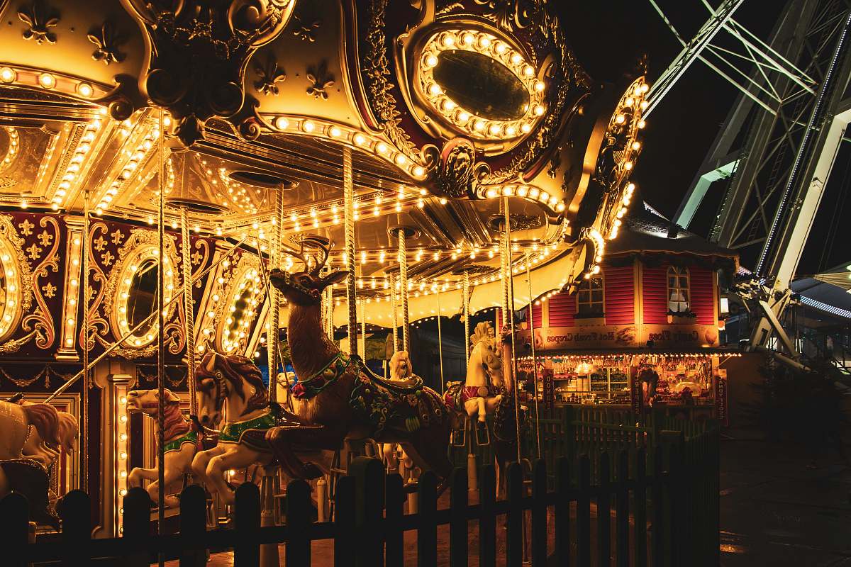 london lighted carousel amusement park